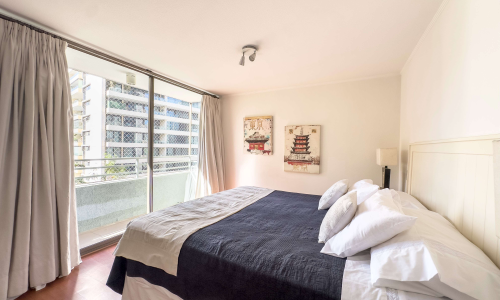 Departamento amoblado de 2 dormitorios en Escandinavia 372, piso alto con terraza y cocina equipada